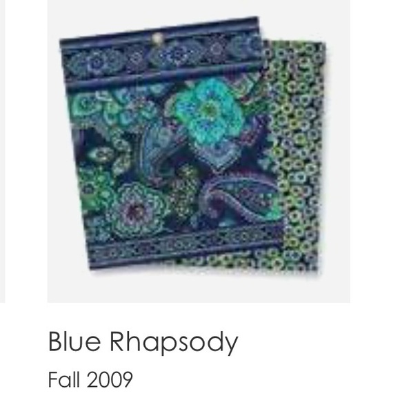 Vera Bradley Blue Rhapsody Frill 2009 Snap Double Sided Wallet Black Blue Green - Picture 12 of 12